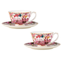 Maxwell & Williams - Blanc Enchantement Tasse à Thé et Soucoupe - 280 ml - Ensemble de 4-Lavage des mains recommandé