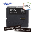Brother - BTAG335 Ruban non laminé noir avec texte blanc authentique pour étiqueteuse P-touch, 12 mm (L) x 4 m (l)-Btag + P-touch = une équipe créative du tonnerre. Utilisez les rubans d’étiquettes non laminées Btag de 12 mm conçus spécialement pour les étiqueteuses P-touch PT-N10, PT-N20 et PT-N25BT de Brother.