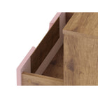 Manhattan Comfort - Rockefeller Table de Nuit 1 Tiroir Style Mid-Century Modern 51 cm - Naturel et Rose Poudré - Lot de 2-17,62 po L x 20,08 po l x 21,65 po H