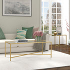 Hudson&Canal - Table basse rectangulaire Henley , 122 cm de large, avec plateau en verre - Laiton-Caractéristiques assemblage facile