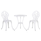 Outsunny - Ensemble de bistro de patio de 3 pièces pour balcon, blanc-Ensemble bistro 3 pièces : 1 table ronde et 2 chaises 