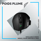 Logitech G502 X Souris Gaming Filaire - Noir-Poids réduit : Exosquelette à paroi mince pour un minimum de matériau et une rigidité maximale, molette de défilement allégée, etc. pour atteindre 89 grammes