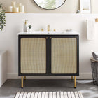 Modway - Chaucer 36" Vanette de salle de bain - Noir Blanc-Boutons d’armoire en métal