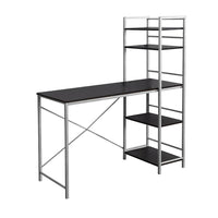 Monarch Specialties - 7166 Bureau 48 po L - Dessus Espresso/Metal Argent-Ce bureau d'ordinateur compact et moderne de 48 pouces de long avec rangement latéral en finition stratifiée brun foncé est la solution idéale pour économiser de l'espace dans un bureau à domicile contemporain.