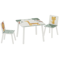 Qaba - Ensemble table et chaises 3 pièces pour enfants garçons et filles de 3 à 8 ans - vert-Ensemble de 3 pièces avec une table et 2 chaises  

