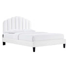 Modway - Daisy Performance Velvet Lit de plateforme complet, Blanc-Lit double moderne vintage