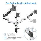 ShoppingAll - Support pour écran LCD à triple ressort à gaz avec bras pivotant - blanc-6