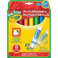 Crayola - Marqueurs lavables - Pointe ronde - Couleurs assorties - Paquet de 8-La forme ronde traditionnelle permet une transition vers une prise en main d'écriture mature
