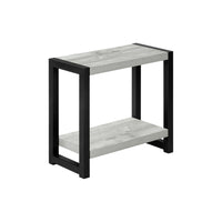 Monarch Specialties - 2082 Table D'Appoint - 22 po H/Gris/Metal Noir-Table d'appoint à 2 niveaux avec une surface épaisse et rectangulaire et une tablette fixe en une finition lisse et d'aspect bois gris