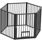 PawHut - Parc à chiots 6 panneaux avec porte - 30 po H-Utilisation polyvalente pour l’intérieur, l’extérieur ou comme barrière pour chien