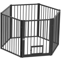 PawHut - Parc à chiots 6 panneaux avec porte - 30 po H-Utilisation polyvalente pour l’intérieur, l’extérieur ou comme barrière pour chien