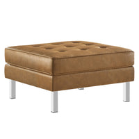 Modway - Loft Touffe Cuir végane Ottoman - Silver Tan-Ottoman du milieu du siècle