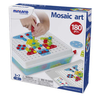 Miniland Educational - Art mosaïque - Ensemble de 180 pièces-Excellente ressource pour développer des notions spatiales et la différenciation des formes et des couleurs combinées à la créativité