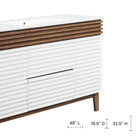 Modway - Render 48" Vanité de salle de bain à un seul lavabo - Blanc Noyer Blanc-Pieds en bois effilés