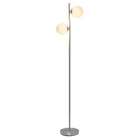 JAC Styles - Lampe de piedlLiam 2 lumineuses de 66 pouces - nickel brossé avec abat-jour blanc-Construction métallique élégante - Le cadre élancé offre un look propre et sophistiqué sans envahir visuellement l’espace.