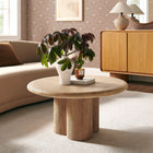 Modway - Tori Rond de 31 pouces Terrasse extérieure Béton Table à manger - Travertin-Base à piédestal à trois piliers
