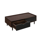 Manhattan Comfort - Table basse Duane 120 cm style mid-century moderne - marron foncé et noir-Conception de poignée à courbe ouverte