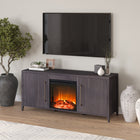 Hudson&Canal - Meuble TV Jasper avec cheminée à bois pour téléviseurs jusqu'à 65 pouces - Gris anthracite-Dimensions du produit : 15,75" L x 58" l x 25" H