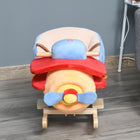 Qaba - Cheval à bascule bébé design avion peluche rembourré - rouge-Base en bois durable assurant un mouvement de balancement avant et arrière en toute sécurité et confortablement 
