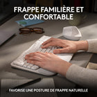 Logitech - Wave Keys clavier ergonomique sans fil, repose-poignets rembourré - Blanc-Plus de soutien des paumes, moins de pression: un repose-poignets rembourré avec mousse à mémoire de forme vous soutient tout au long de la journée et soulage vos poignets