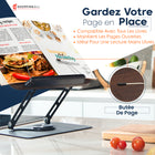 ShoppingAll - Support de livre pliable et réglable avec base rotative à 360° et clips élastiques - Noir-6