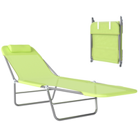 Outsunny - Chaise longue d’extérieur - chaise pliante inclinable réglable - vert-Idéal pour le jardin, le balcon, la piscine, la plage et bien plus encore