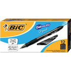 BIC - Stylos Gelocity à encre gel rétractables – 0,7 mm – noir – paquet de 12-Encre gel éclatante et qui coule bien pour l'écriture sans effort