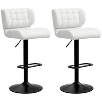 HOMCOM - Tabourets de bar réglables avec repose-pieds et dossier - blanc - paquet de 2-Emballé par lot de 2 pour un look coordonné 
