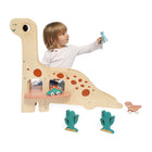 Janod - Dino - Garage Dino-Dispose d'une rampe pour glisser et d'un ascenseur pour des descentes en toute sécurité.