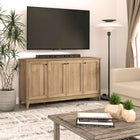 Prepac - Table console à portes 4 panneaux Yaletown 60 po avec rangement, buffet de rangement - Chêne naturel-Dimensions et poids assemblés: Table console - 60 po L x 32 po H x 16 po P, Poids total - 110 lb, Toutes les pièces arrivent prêtes à être assemblées dans 1 boîte