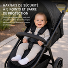 MotionGrey - Poussette de jogging pliable  à 3 roues avec canopy et harnais à 5 points - Noir-Dimensions: 39 po P × 23 po l × 41 po H