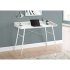 Monarch Specialties - 7535 Bureau 48 po L - Blanc/Metal Blanc-La base en métal dans une finition blanche comprend des pattes métalliques effilées et inclinées et des barres de soutien en forme de X à l'arrière qui offrent une stabilité