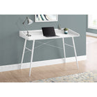 Monarch Specialties - 7535 Bureau 48 po L - Blanc/Metal Blanc-La base en métal dans une finition blanche comprend des pattes métalliques effilées et inclinées et des barres de soutien en forme de X à l'arrière qui offrent une stabilité