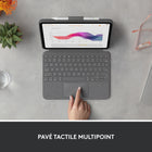 Étui clavier Logitech Combo Touch pour iPad A16/ 10.9" (10e génération) - Anglais - Gris Oxford-Support pour Crayon Logitech ou Apple Pencil