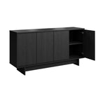 Prepac - Buffet Finnley de 61,5 po avec tablettes réglables, système de verrouillage par pression et 4 portes - Chêne noir-Fonctionnalité Des Portes Sans Faille: Doté de charnières euro réglables en six positions, le buffet Finnley offre un alignement de porte souple et flexible pour un accès facile à vos articles, améliorant ainsi l'expérience utilisateur tout en maintenant l'aspect épuré de votre cabinet de buffet noir