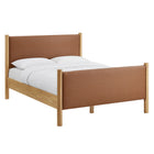 Modway - Maven Grandeur nature Cuir végétalien rembourré Lit de plateforme, Tan Oak-Assemblée requise
