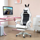 HOMCOM - Chaise de gamer inclinable avec repose-pieds - noir-Dossier inclinable à 135 degrés avec positions verrouillables, accoudoirs liés s’ajustant en conséquence