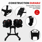 MotionGrey - Ensemble  avec haltère réglable BDST, convertisseur pour barre et support - 5 à 52,5 lb-8