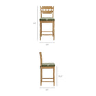 Modway - Jax Bois de chêne Tabouret de comptoir avec dossier ondulé en rasoir et coussin in Sauge du chêne altéré-Rasoir ondulé