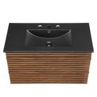 Modway - Render Support mural de 36" Vanette de salle de bain - Noir noyer-Bassin d’évier en céramique