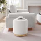 Modway - Tilden Velours rond de performance de 16" Rembourré Ottoman - Albâtre naturel-Socle en caoutchouc