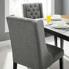 Modway - Baronet Bouton touffé Tissu Chaise à manger - Gris clair-Tissu fin en polyester