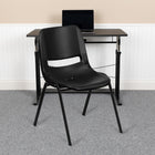 Flash Furniture - Chaise coquille noire ergonomique et empilable de la série HERCULES avec hauteur de siège de 16 po.-Trous de drainage pour assister à sécher