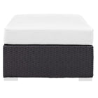 Modway - Convene Terrasse extérieure Tissu Ottoman rectangulaire in Espresso Blanc-Housses de coussins lavables à la machine