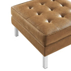 Modway - Loft Touffe Cuir végane Fauteuil et ensemble ottoman - Silver Tan-9