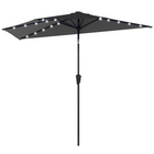 Outsunny - Parasol demi-patio avec lumières LED solaires et manivelle - 9 pi - noir-Le design semi-circulaire s'adapte parfaitement contre les murs, idéal pour les petits patios ou balcons