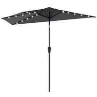 Outsunny - Parasol demi-patio avec lumières LED solaires et manivelle - 9 pi - noir-Le design semi-circulaire s'adapte parfaitement contre les murs, idéal pour les petits patios ou balcons