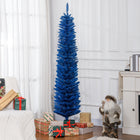 HOMCOM - Sapin de Noël artificiel fin - sapin de Noël crayon - bleu profond-Les branches réalistes donnent un aspect plein et luxuriant à l'arbre 