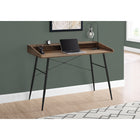 Monarch Specialties - 7538 Bureau 48 po L - Faux Bois Brun/Metal Noir-La base en métal dans une finition noire contrastante comprend des pattes métalliques effilées et inclinées et des barres de soutien en forme de X à l'arrière qui offrent une stabilité