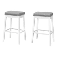 Monarch Specialties - 1262 Tabouret De Bar - Simili-Cuir Gris/Blanc - Paquet de 2-1